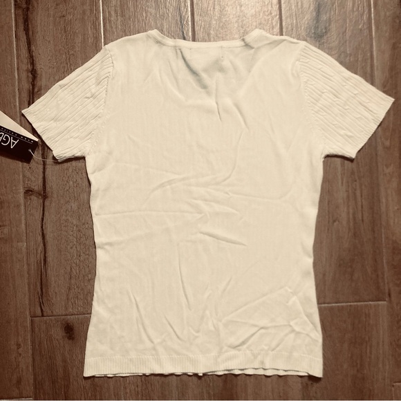 NWT Cable-Pattern Short-Sleeve Blouse - Picture 3 of 6